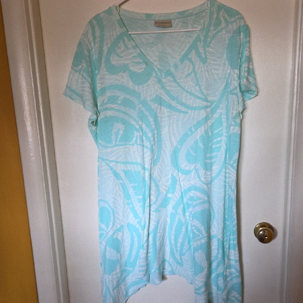 Aqua Patterned Women’s Tunic Top